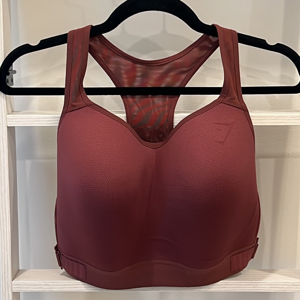 GYMSHARK RACERBACK HIGH SUPPORT SPORTS BRA - Cherry Brown